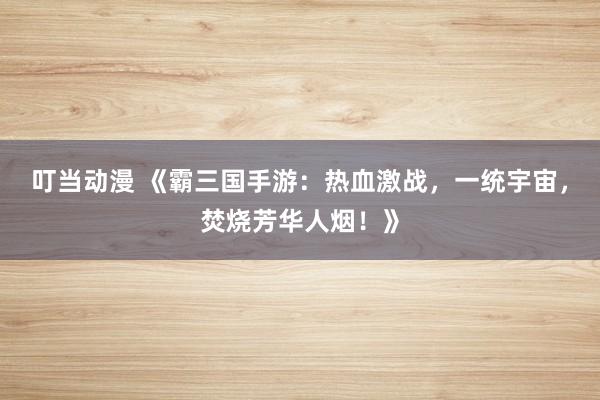 叮当动漫 《霸三国手游：热血激战，一统宇宙，焚烧芳华人烟！》